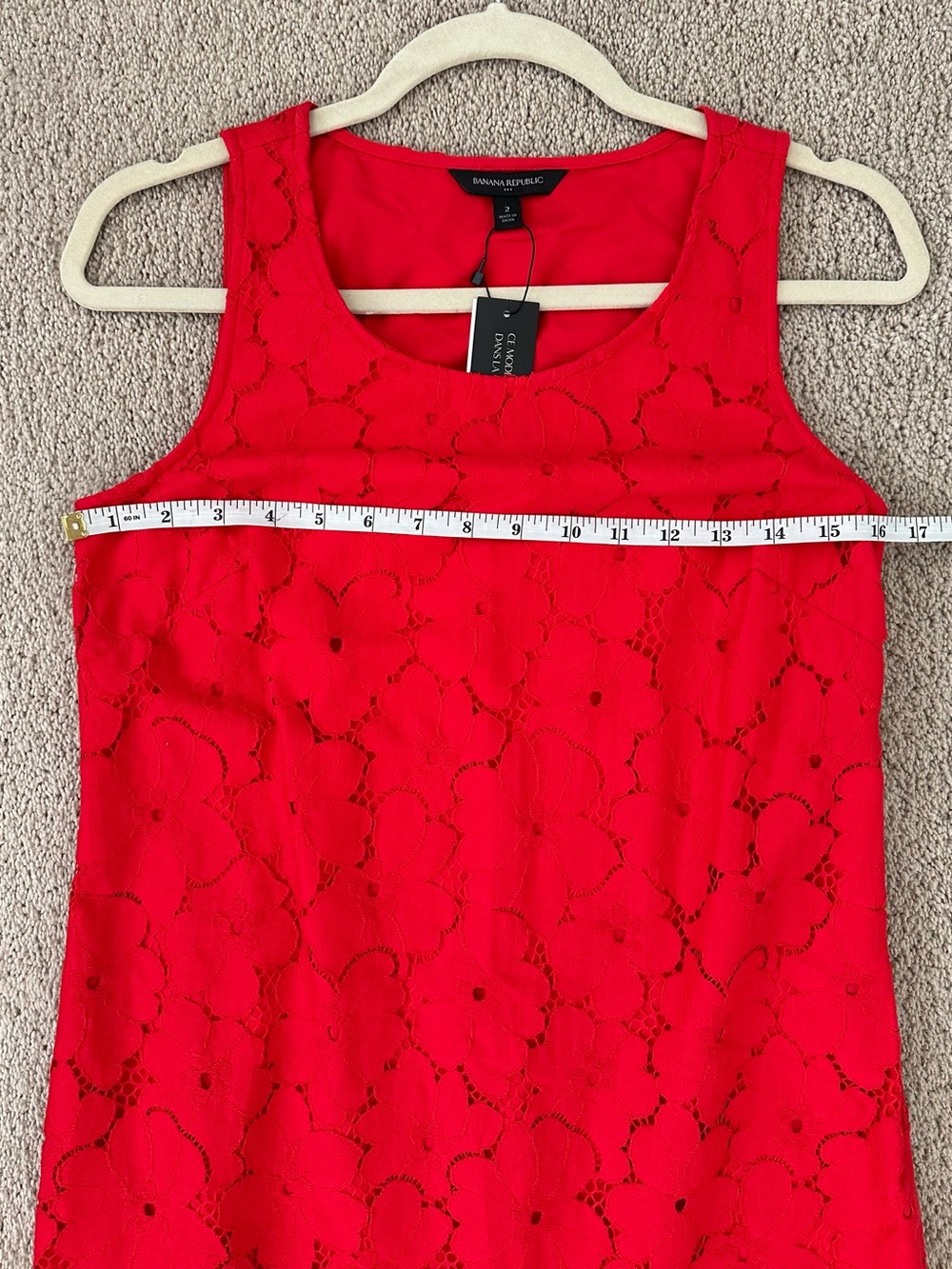 Banana Republic Vibrant Red Floral Lace Sleeveless Shift Dress - Americana - Picture 14 of 17